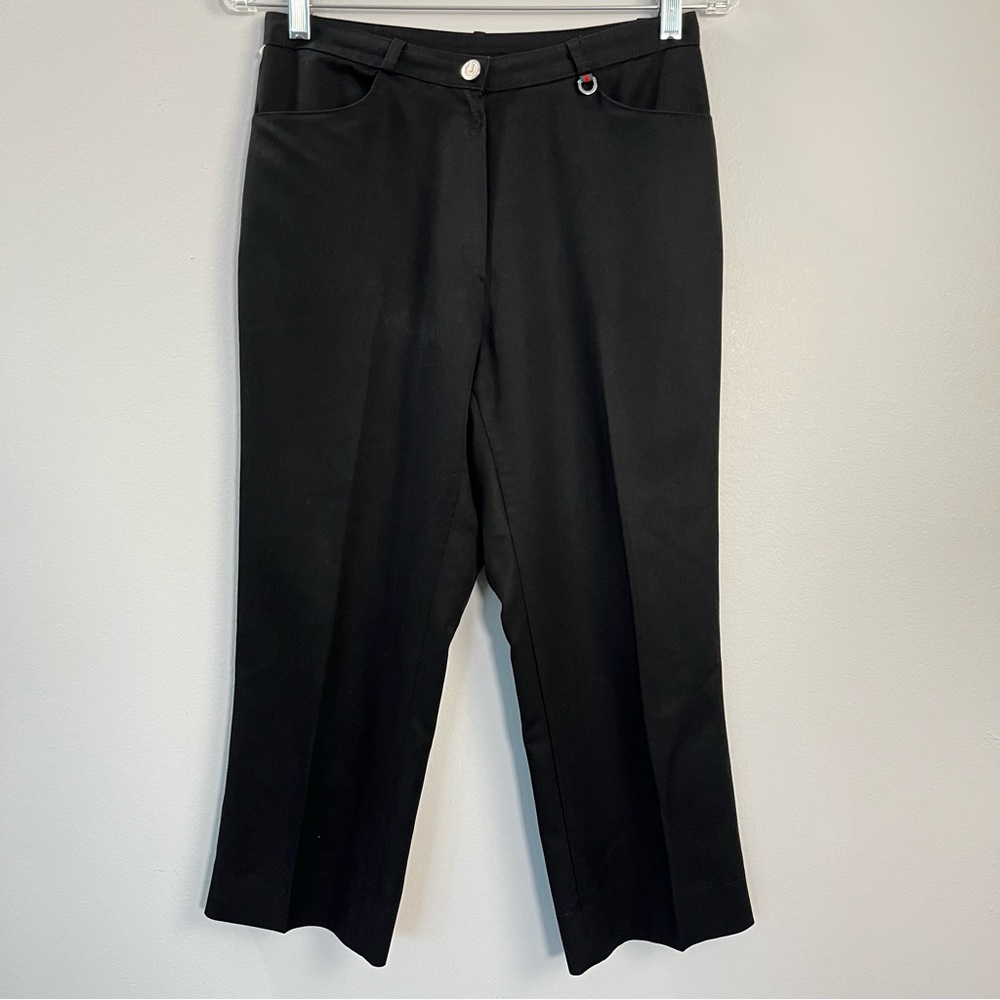 VTG GUCCI Women’s Black Cropped Trouser Pants Sz. 26 Waist Faux Pockets Capri